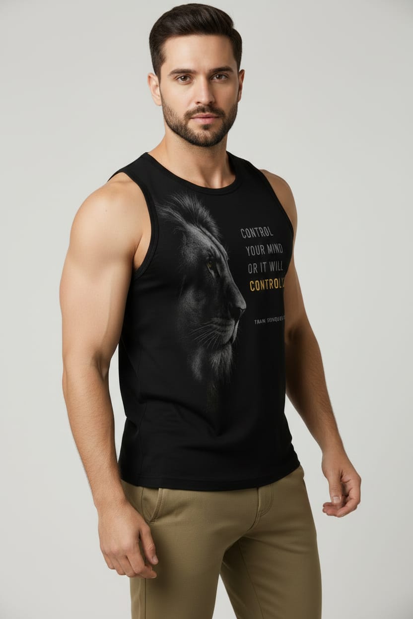 King Black Men's cotton Tank Tees