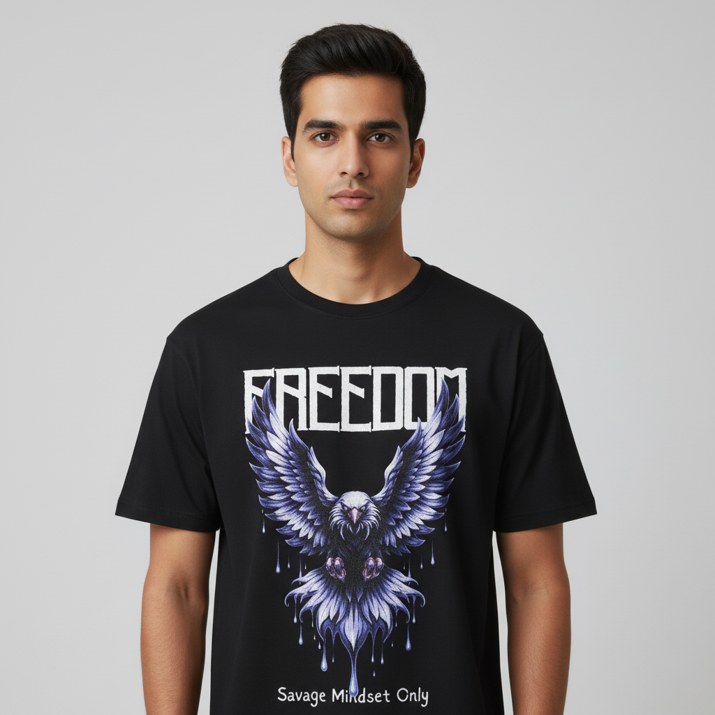 Freedom Men's cotton round neck T-shirt