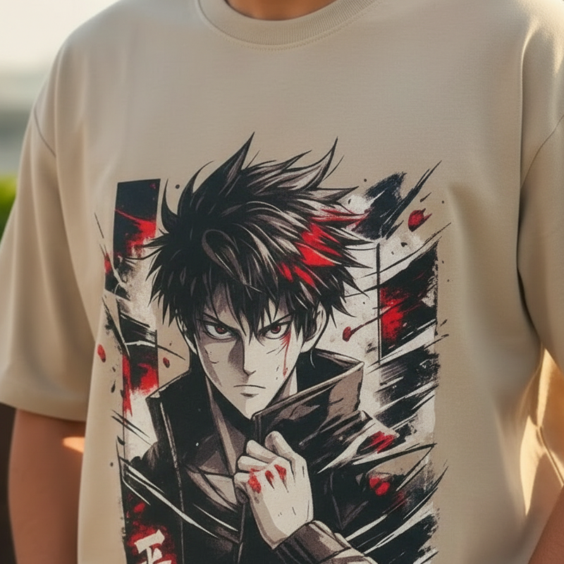 Manga Grey Round Neck 100% Cotton Mens' T-shirt