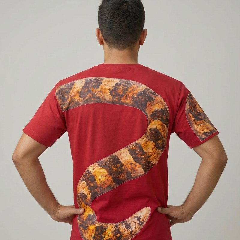 Serpentine Round Neck 100% Cotton Mens' T-shirt