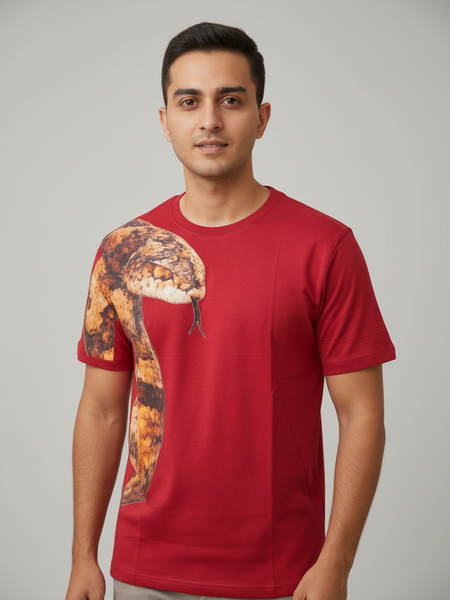 Serpentine Round Neck 100% Cotton Mens' T-shirt