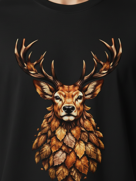 Antelope round neck Men's cotton T-shirt