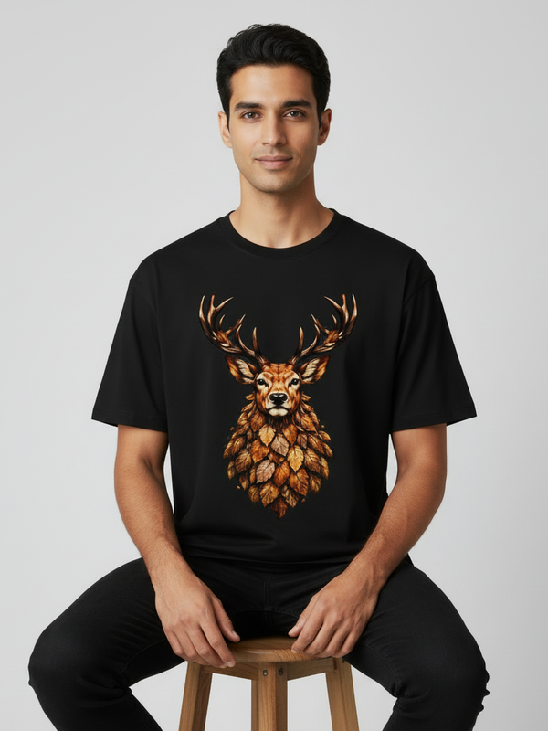 Antelope round neck Men's cotton T-shirt