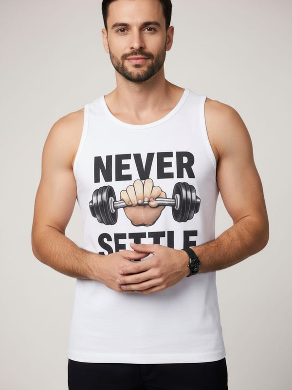 Never settle Men's cotton Tank Tees