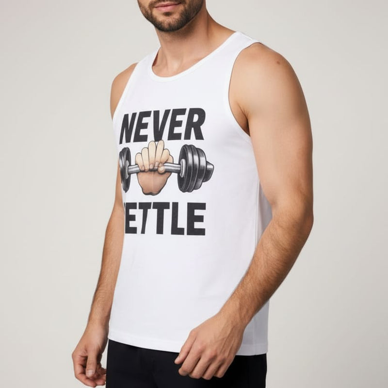 Never settle Men's cotton Tank Tees