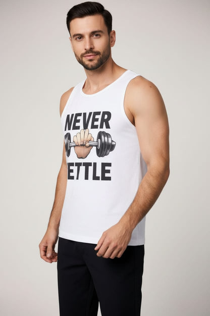 Never settle Men's cotton Tank Tees