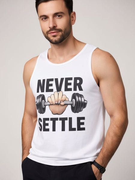 Never settle Men's cotton Tank Tees