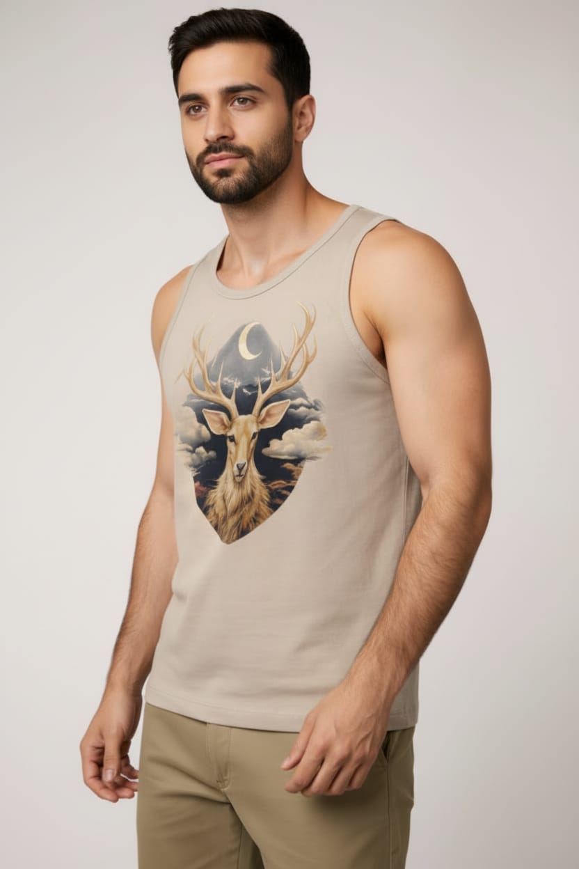 Antelope khaki Men's cotton Tank Tees
