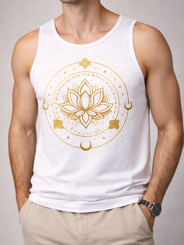 Mandala  lotus Men's cotton  Tank Tees