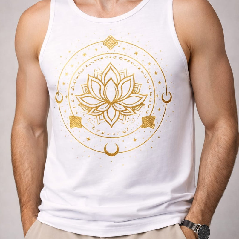 Mandala  lotus Men's cotton  Tank Tees