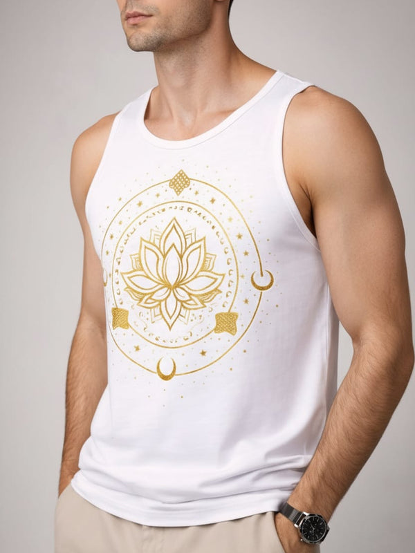Mandala  lotus Men's cotton  Tank Tees