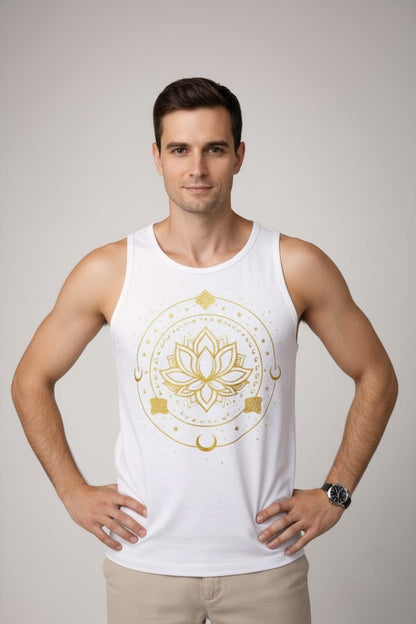 Mandala  lotus Men's cotton  Tank Tees
