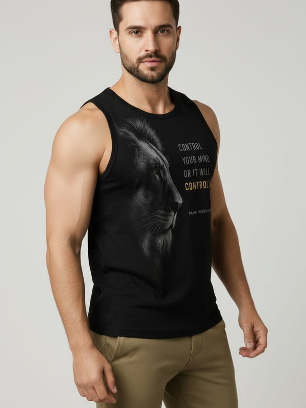 King Black Men's cotton Tank Tees