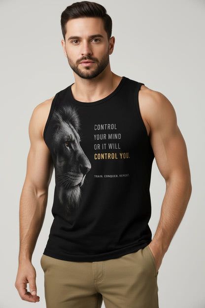 King Black Men's cotton Tank Tees
