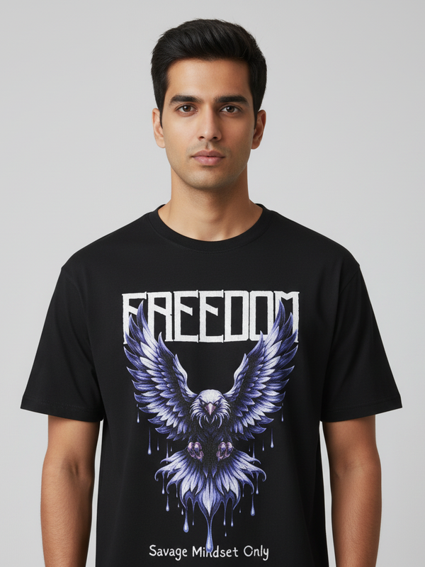 Freedom Men's cotton round neck T-shirt