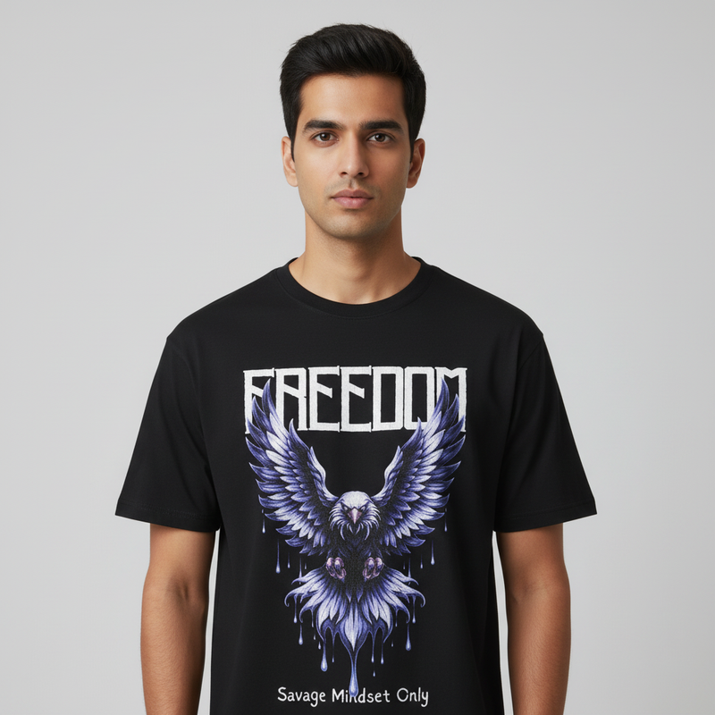 Freedom Men's cotton round neck T-shirt