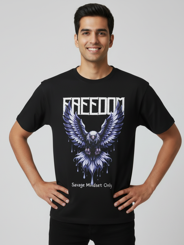 Freedom Men's cotton round neck T-shirt
