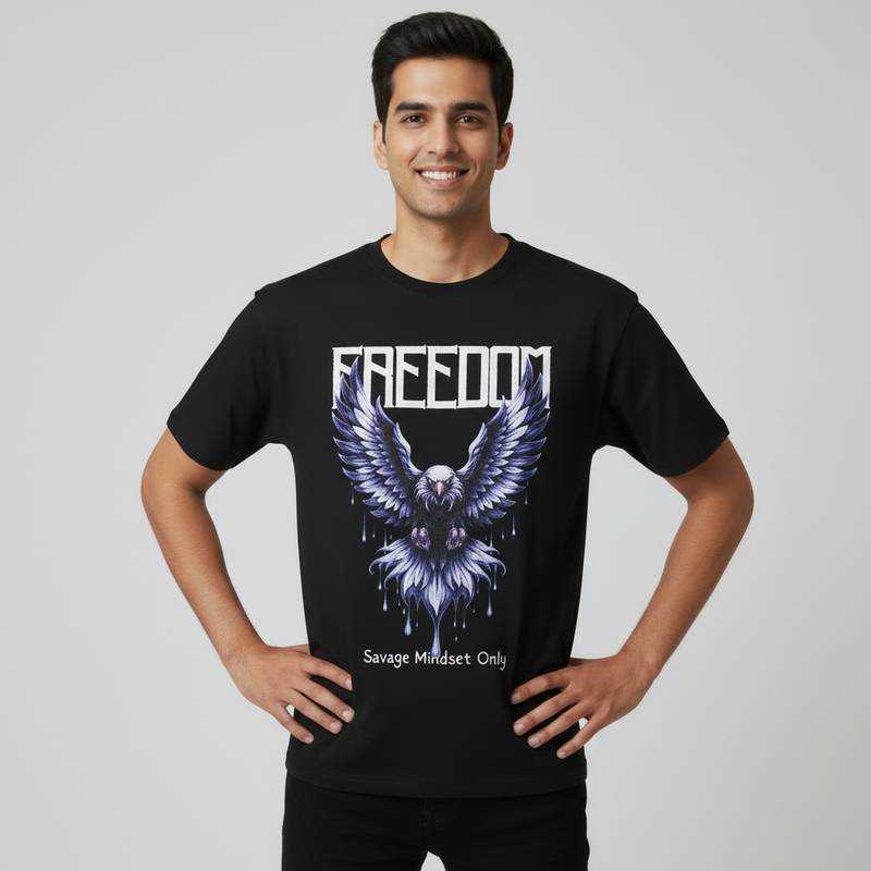 Freedom Men's cotton round neck T-shirt