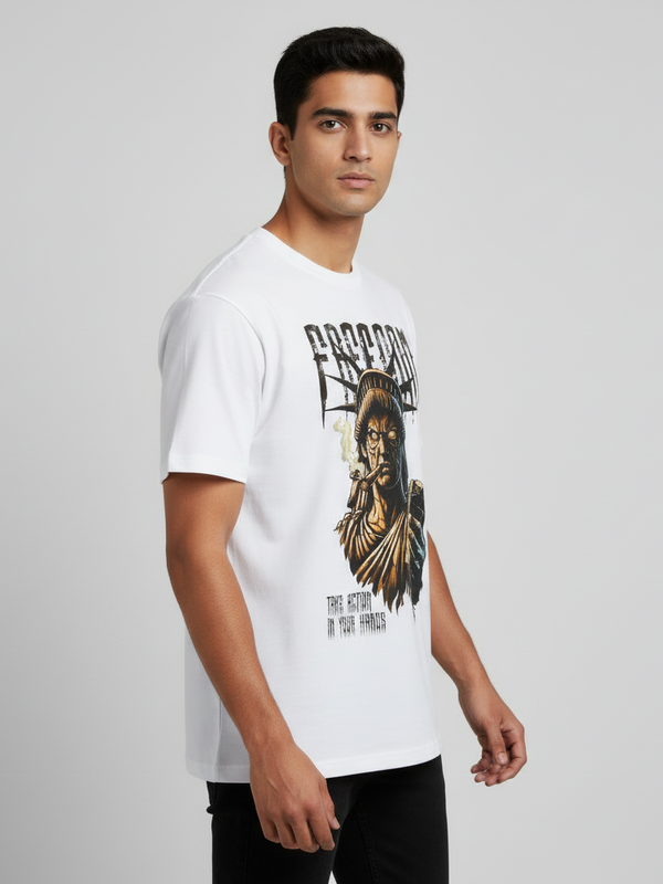 Freedom round neck men's cotton T-shirt