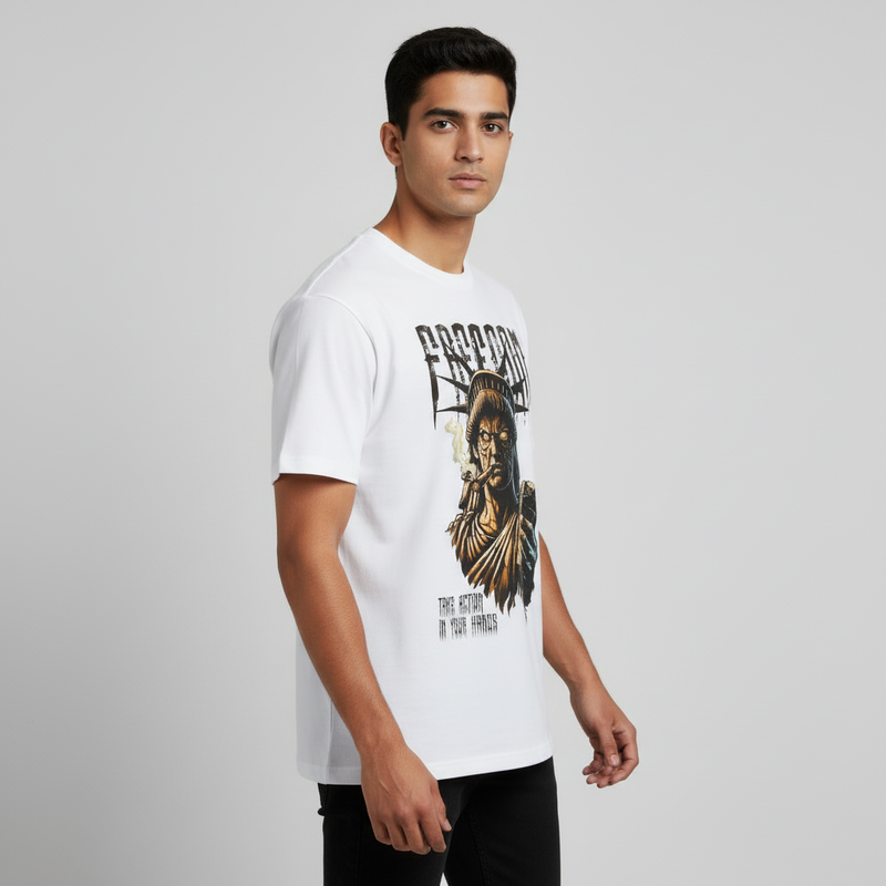 Freedom round neck men's cotton T-shirt