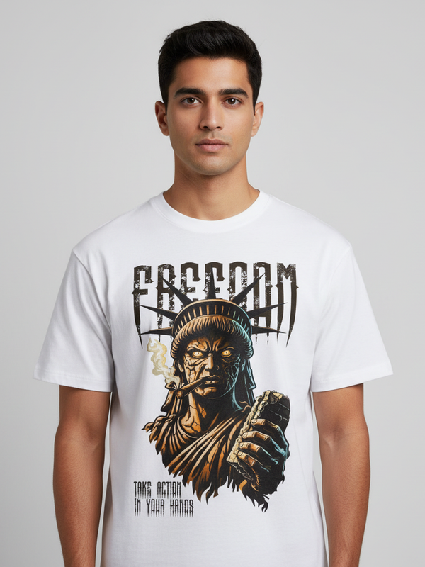 Freedom round neck men's cotton T-shirt