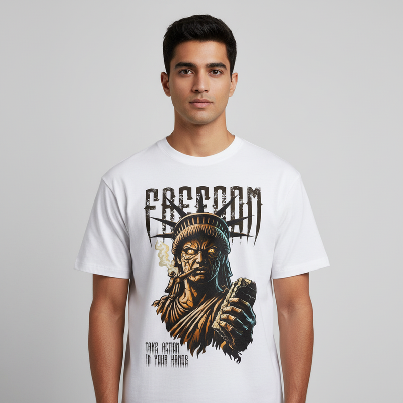 Freedom round neck men's cotton T-shirt