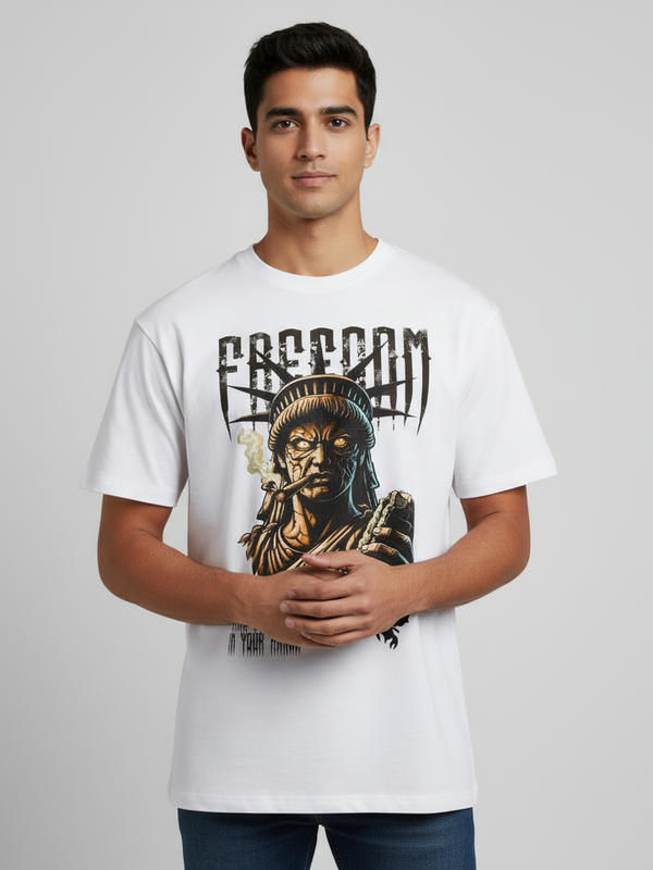 Freedom round neck men's cotton T-shirt