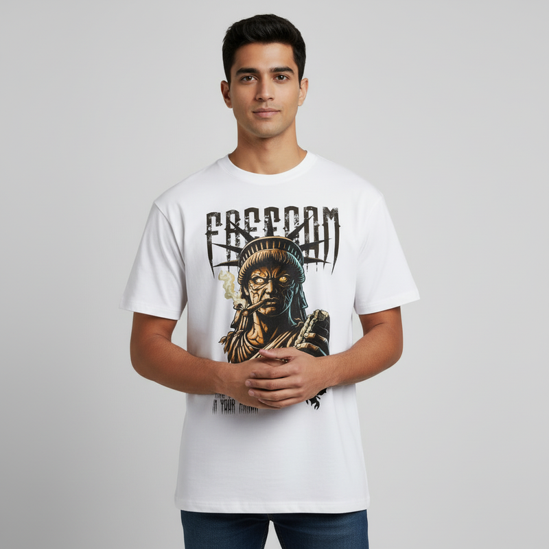 Freedom round neck men's cotton T-shirt
