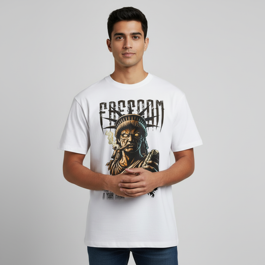 Freedom round neck men's cotton T-shirt