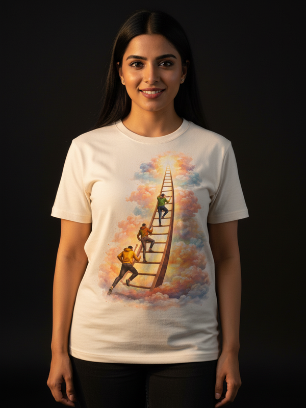 Ladder Round Neck 100% Cotton Unisex T-shirt