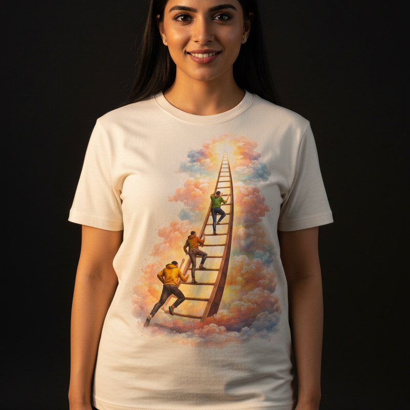 Ladder Round Neck 100% Cotton Unisex T-shirt