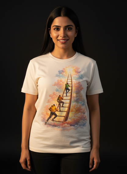 Ladder Round Neck 100% Cotton Unisex T-shirt