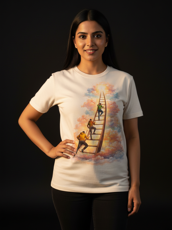 Ladder Round Neck 100% Cotton Unisex T-shirt