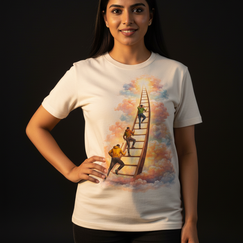 Ladder Round Neck 100% Cotton Unisex T-shirt