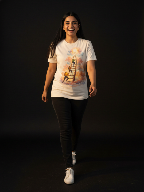 Ladder Round Neck 100% Cotton Unisex T-shirt