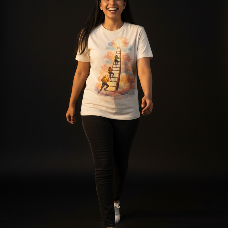 Ladder Round Neck 100% Cotton Unisex T-shirt