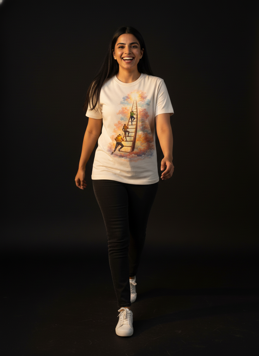 Ladder Round Neck 100% Cotton Unisex T-shirt